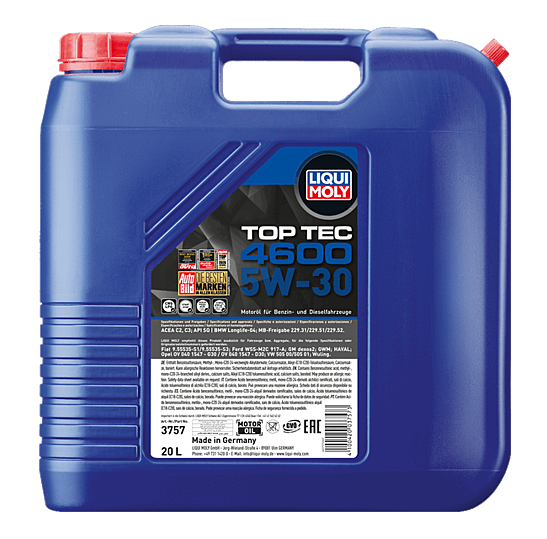 Liqui Moly 5W-30 ACEA C2/C3| Top Tec 4600 (3757) |  Engine Oil 20 Litres